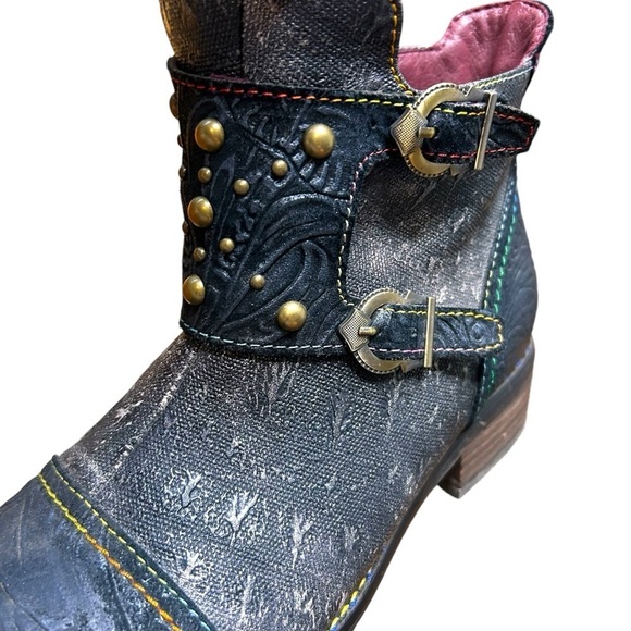 L’ARTISTE Spring Step Nailhead Buckled Ankle Boots Shoes Women’s Size 8 - Picture 9 of 13